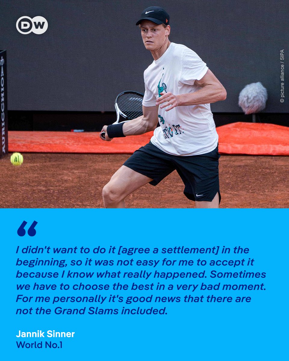 World number one Sinner accepted a ban in February over his two positive tests last year.

He will compete at the Italian Open in Rome this week 🎾