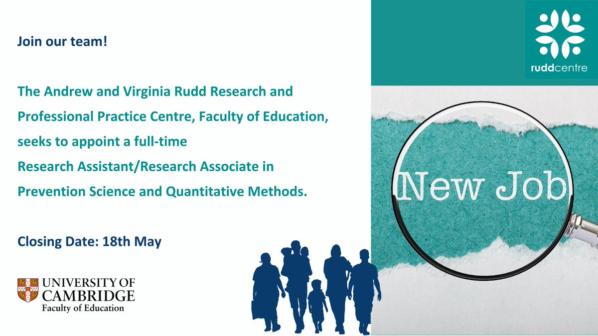 Rudd Centre Cambridge (@ruddcambridge) on Twitter photo Join our leading vibrant and supportive research team to advance new knowledge and insights for children and young people. Learn more about this unique opportunity. #academia #Jobs <a href="/CamEdFac/">Faculty of Education, University of Cambridge</a>
🔎bit.ly/3GG90Ze Join our leading vibrant and supportive research team to advance new knowledge and insights for children and young people. Learn more about this unique opportunity. #academia #Jobs <a href="/CamEdFac/">Faculty of Education, University of Cambridge</a>
🔎bit.ly/3GG90Ze