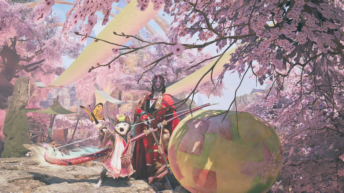 スクショ撮りすぎ侍なのでここに貼る
スージャのかえるも桜に大満足

＃モンハンワイルズ