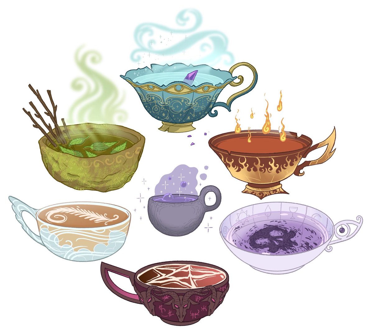 Cuppa tea? 🫖 

Some designs from my new #DnD booklet: “The Brewmaster’s Guide”! Super proud of it