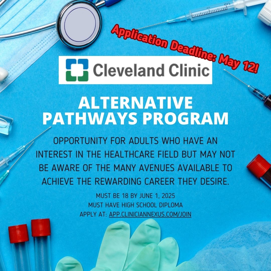 🚨STUDENT OPPORTUNITY ALERT FOR SENIORS🚨
Cleveland Clinic Alternative Pathways Program. 
Seniors! Check it out. Apps due May 12!