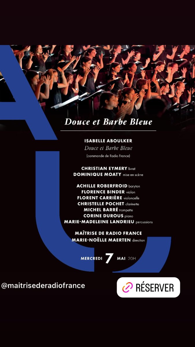 Douce et Barbe Bleue au studio 104. Plus de 20 ans après la création de l’opéra de poche d’Isabelle Aboulker, La Maîtrise propose mardi 7 mai à 20h une version mise en espace. Pour frissonner de plaisir en famille !