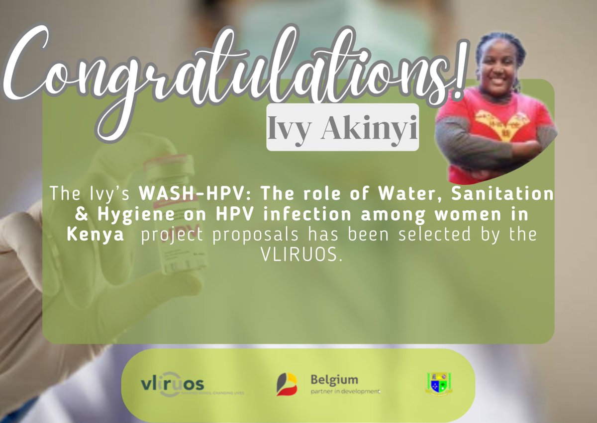 Fantastic News! We are happy to inform you that the Short Initiatives 2025 proposal "WASH-HPV: The role of Water, Sanitation &amp; Hygiene on HPV infection among women in Kenya" by Ivy Akinyi and other project members  has been selected by the VLIRUOS.