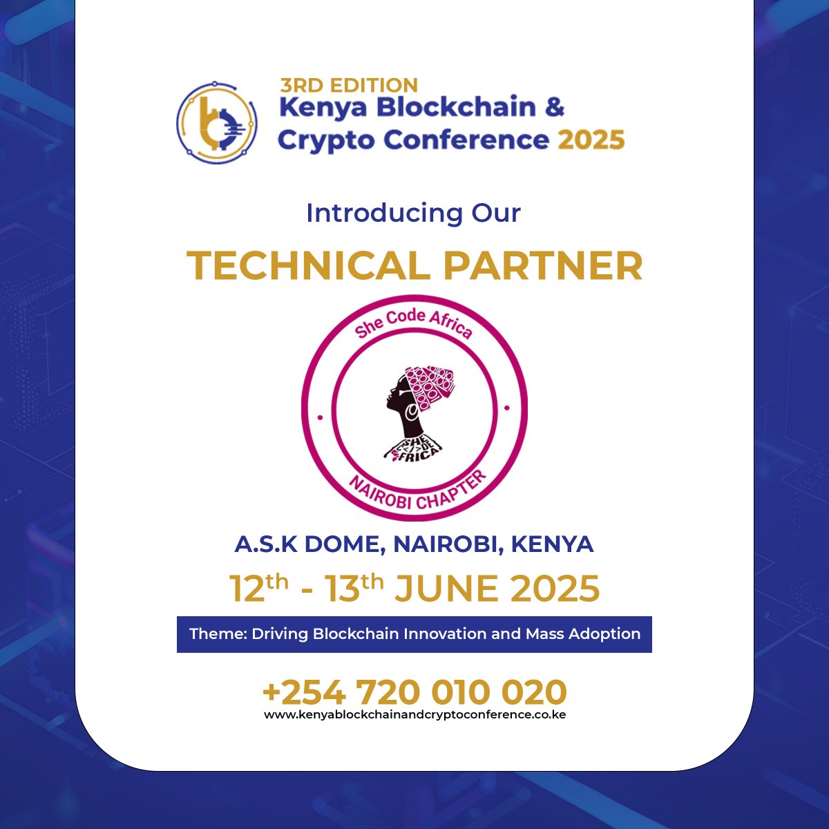 Kenya Blockchain & Crypto Conference (@kbcc_01) on Twitter photo <a href="/SheCodeAfrica/">She Code Africa</a> is now a KBCC 2025 Technical Partner!
We're proud to team up with <a href="/SCAnairobi/">SCA-Nairobi</a>, a powerhouse community committed to empowering African women in tech through coding, mentorship, and opportunity.
At #KBCC2025, She Code joins us as a Technical Partner, helping shape <a href="/SheCodeAfrica/">She Code Africa</a> is now a KBCC 2025 Technical Partner!
We're proud to team up with <a href="/SCAnairobi/">SCA-Nairobi</a>, a powerhouse community committed to empowering African women in tech through coding, mentorship, and opportunity.
At #KBCC2025, She Code joins us as a Technical Partner, helping shape