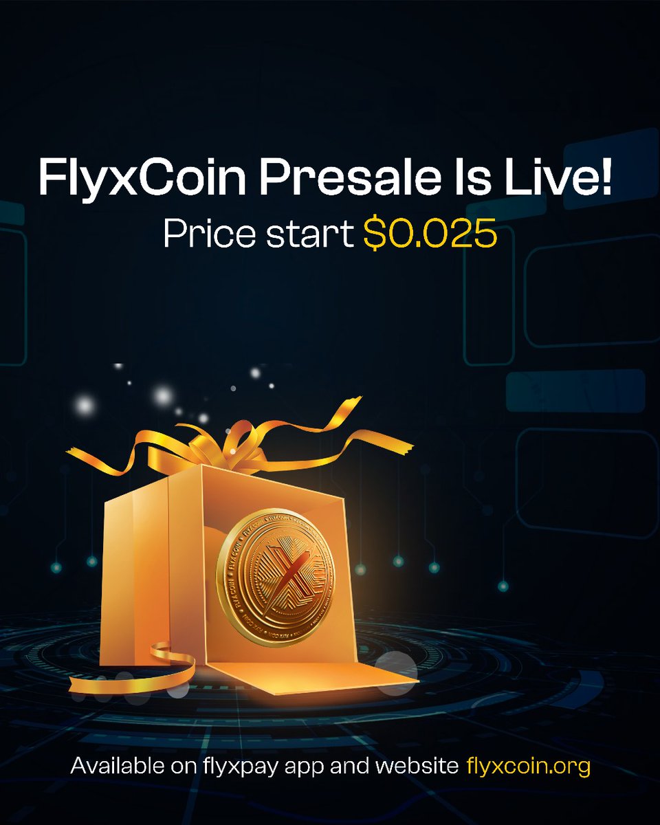 flyxcoin's tweet photo. 📢 FlyXcoin Presale is Now Live!
The wait is over! Join the FlyXcoin presale and secure your coins today.
#cryptocurrency #cryptoart #cryptotrading #cryptonews #crypto #bitcoins #crypto #altcoin_ #btc #bitcoin_ #cryptoinvestment #bestaltcoin #cryptonews #blockchain #Cryptotrading #flyx #flyxcoin #flyxpay #presale #flyxcoinpresale #cryptopresale #grandpresale #hikingpotential
#FlyXCoin #Airdrop #FreeCrypto #CryptoGiveaway
