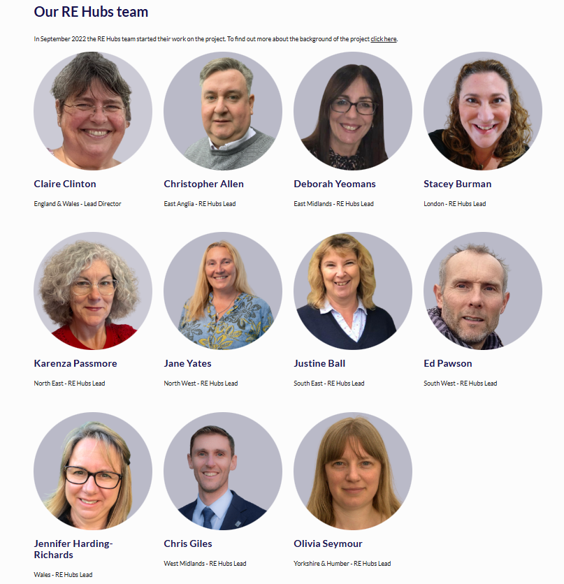 Have you met your RE Hubs Lead? Every region is different and we know that expertise in teaching RE in local areas is essential. Connect with your Local RE Hubs Lead on our website: re-hubs.uk/about/our-team/
