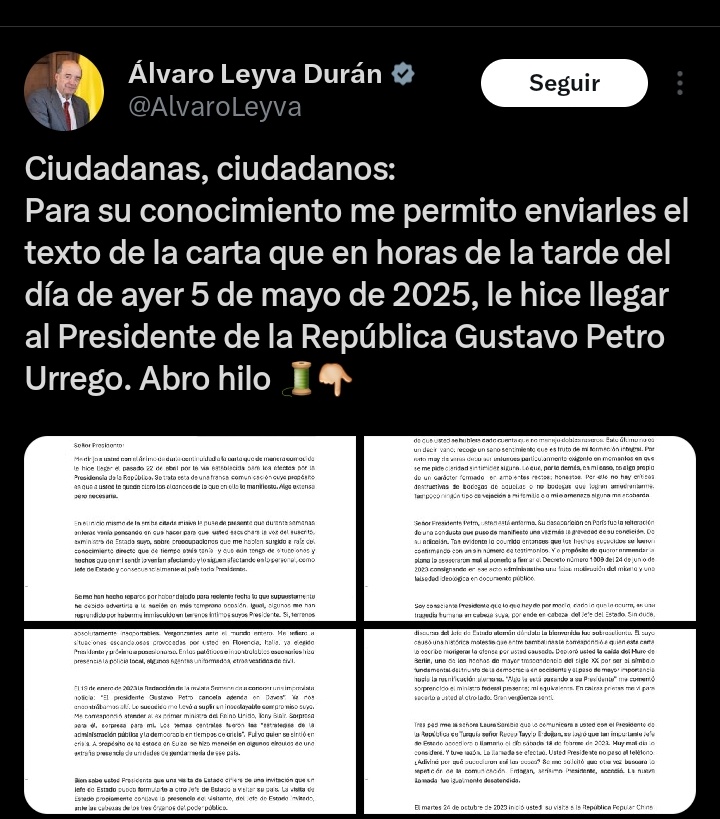 Después de 50 años en la vida pública, Álvaro Leyva cae con una inhabilidad de 10 años (y un hijo salpicado). Ahora clama por la renuncia de Petro y hasta da instrucciones, retrato clásico del resentimiento disfrazado de dignidad.