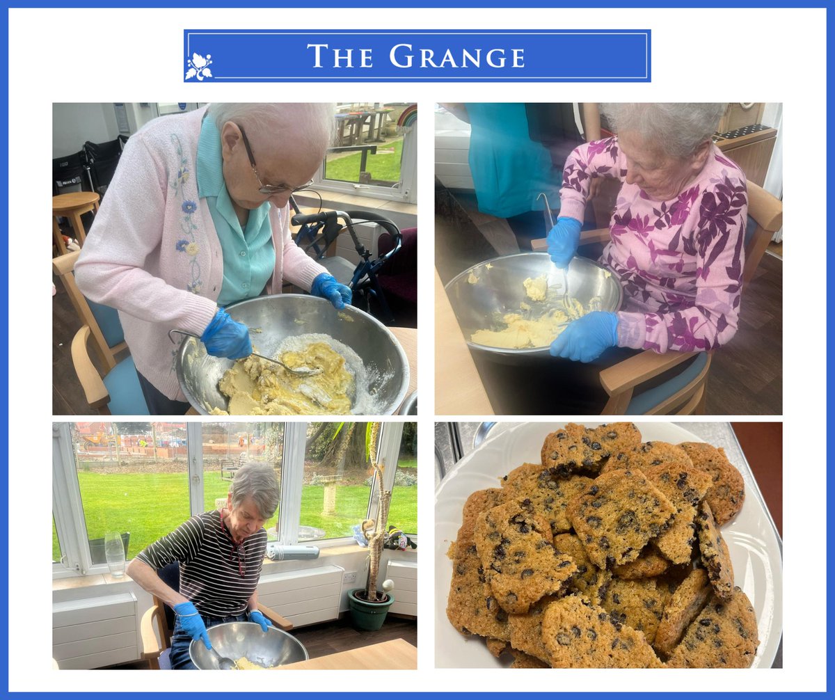 The residents baked some chocolate chip cookies. They worked together to combine and prepare the mixture before shaping the dough for the oven. They turned out great, and everyone thoroughly enjoyed them. #CareHomeActivities
