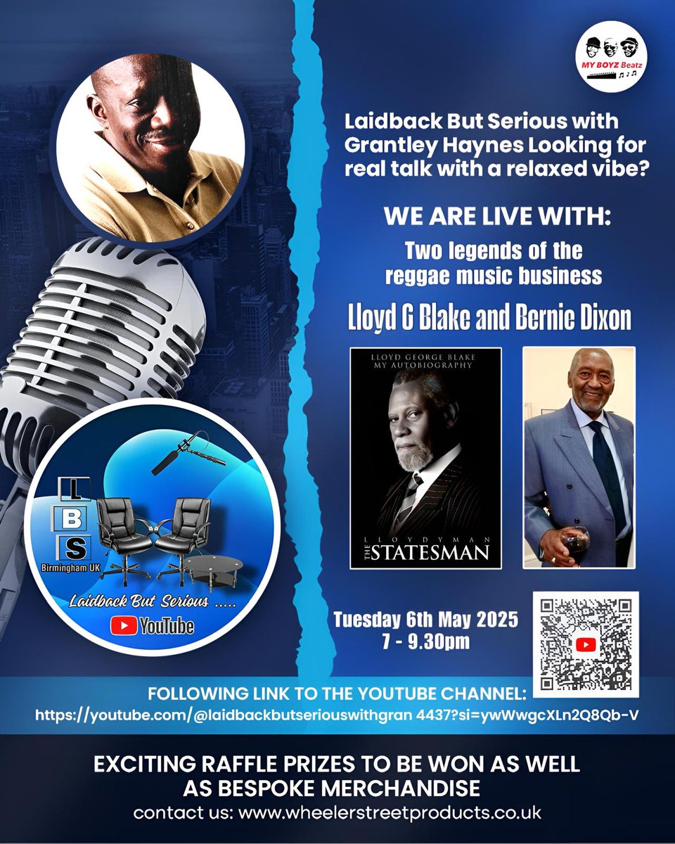 TONIGHT IS THE NIGHT! Join us for a truly special night where we are having a LIVE recording of Grantley Haynes Presents: Laidback But Serious with Lloyd G Blake &amp; Bernie Dixon

From backstage moments with Bob Marley and Burning Spear to the heartbeat of Birmingham’s reggae scene