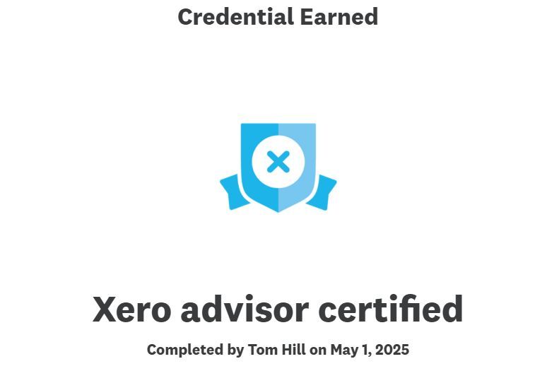 Congratulations to Tom for being the latest team member to become Xero certified! 😀 

Xero certification isn’t just a badge — it’s a mark of trust and expertise. It means we’re fully trained in the latest features, best practices, and updates within Xero’s accounting software.