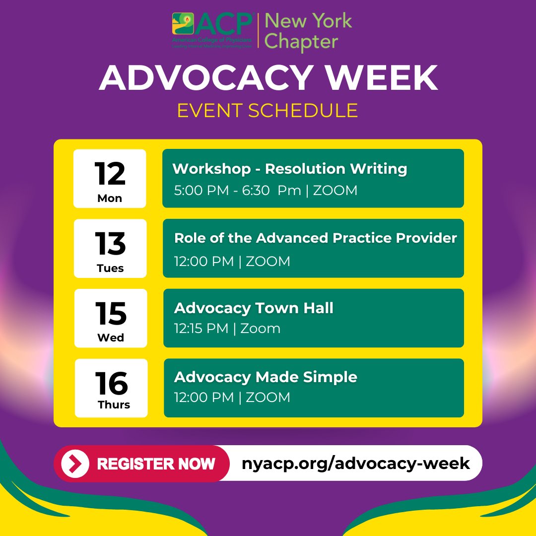 Caption:
🗓️ Advocacy Week starts NEXT WEEK!
Get ready for:
📌 Resolution Writing for Policy Changes
📌 Best practices and liability risks
📌 How to form relationships with representatives
📌 Simplified advocacy steps

All on Zoom. Join us!

#NYACPAdvocacy #IMStrong