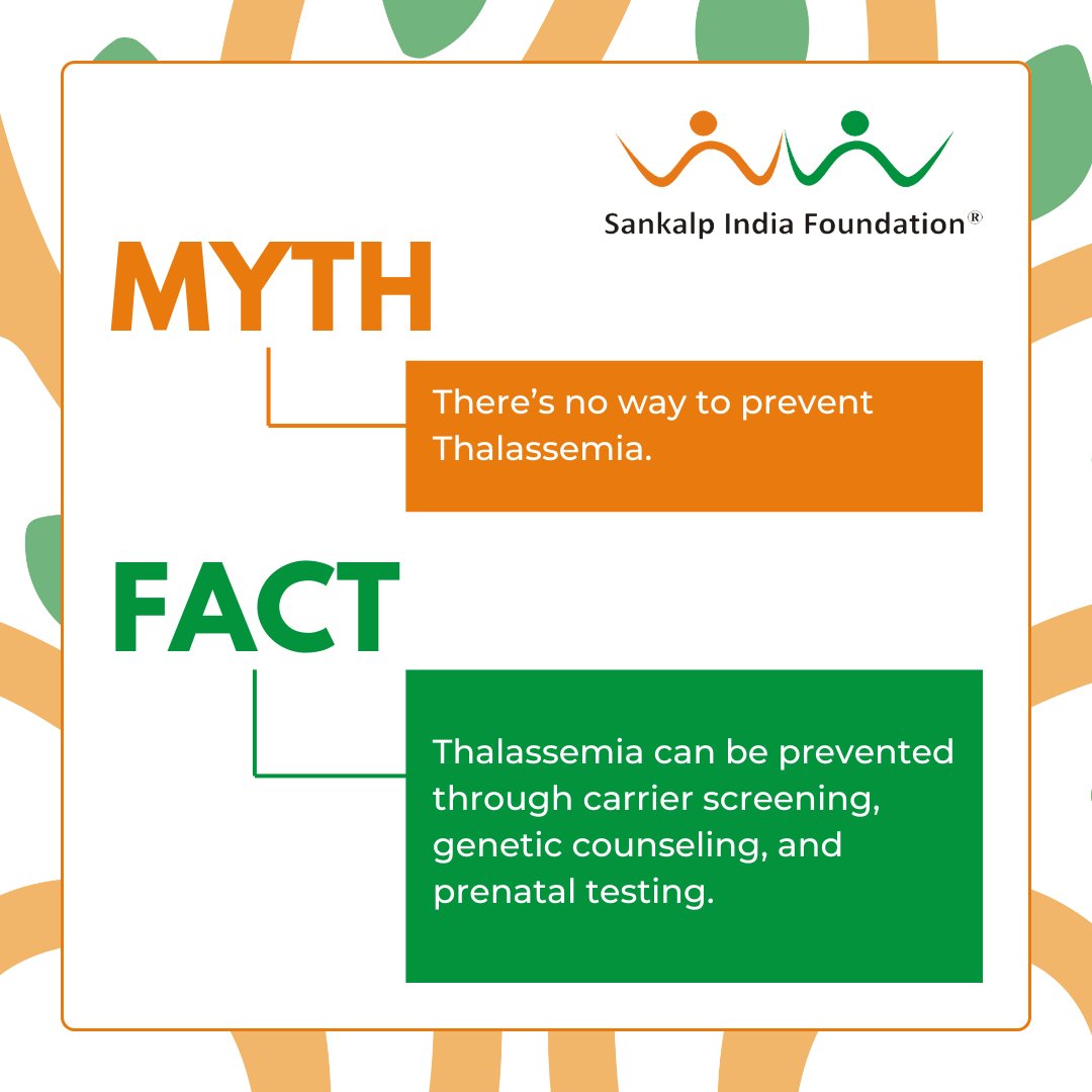 Thalassemia can be prevented.
Carrier screening, genetic counselling &amp; prenatal testing empower families to make informed choices.
Prevention is powerful and possible.

 #StrikeOutThalSickle
#ThalassemiaAwareness #PreventThalassemia #SankalpIndiaFoundation