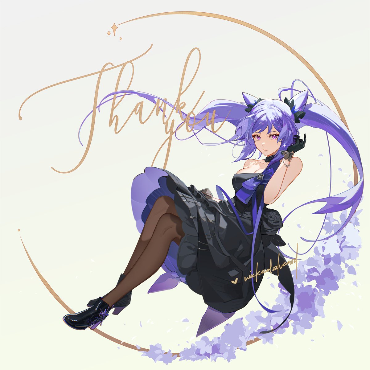 wickedalucard's tweet image. Was asked to draw my fave Genshin character- 
Ofc I'd draw my queen, Keqing! 💜

#原神 #GenshinImpact