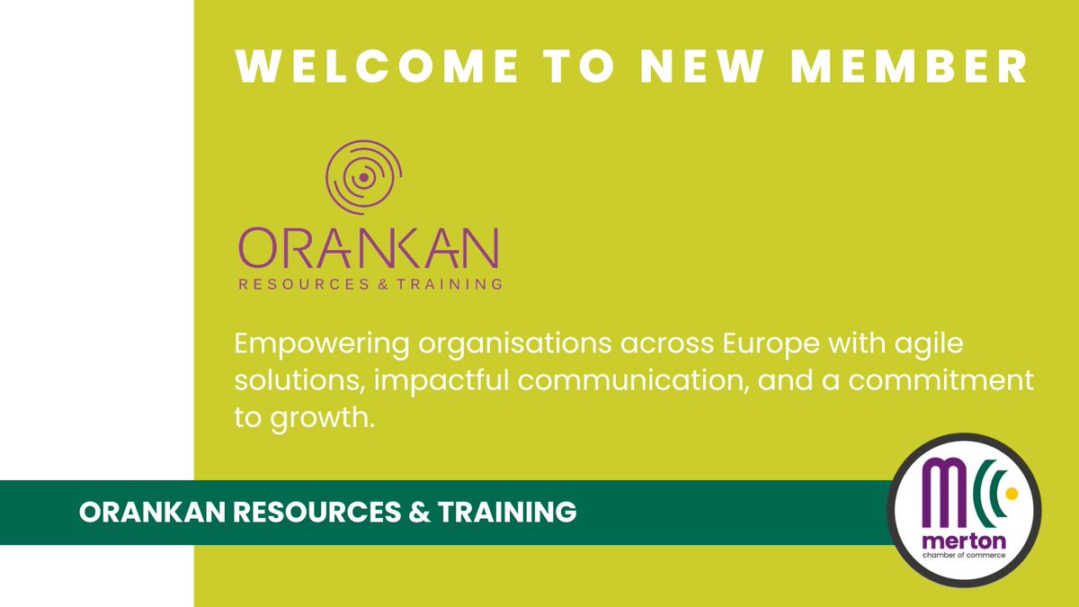 🎉 Welcome to new member Orankan Resources &amp; Training! Operating in 🇬🇧 &amp; 🇩🇪, they empower businesses with agile solutions, impactful communication 💬 &amp; sustainable growth 🌱

Great to have you with us! 🙌
Show them your support: orankan.com

#MertonChamber #NewMember