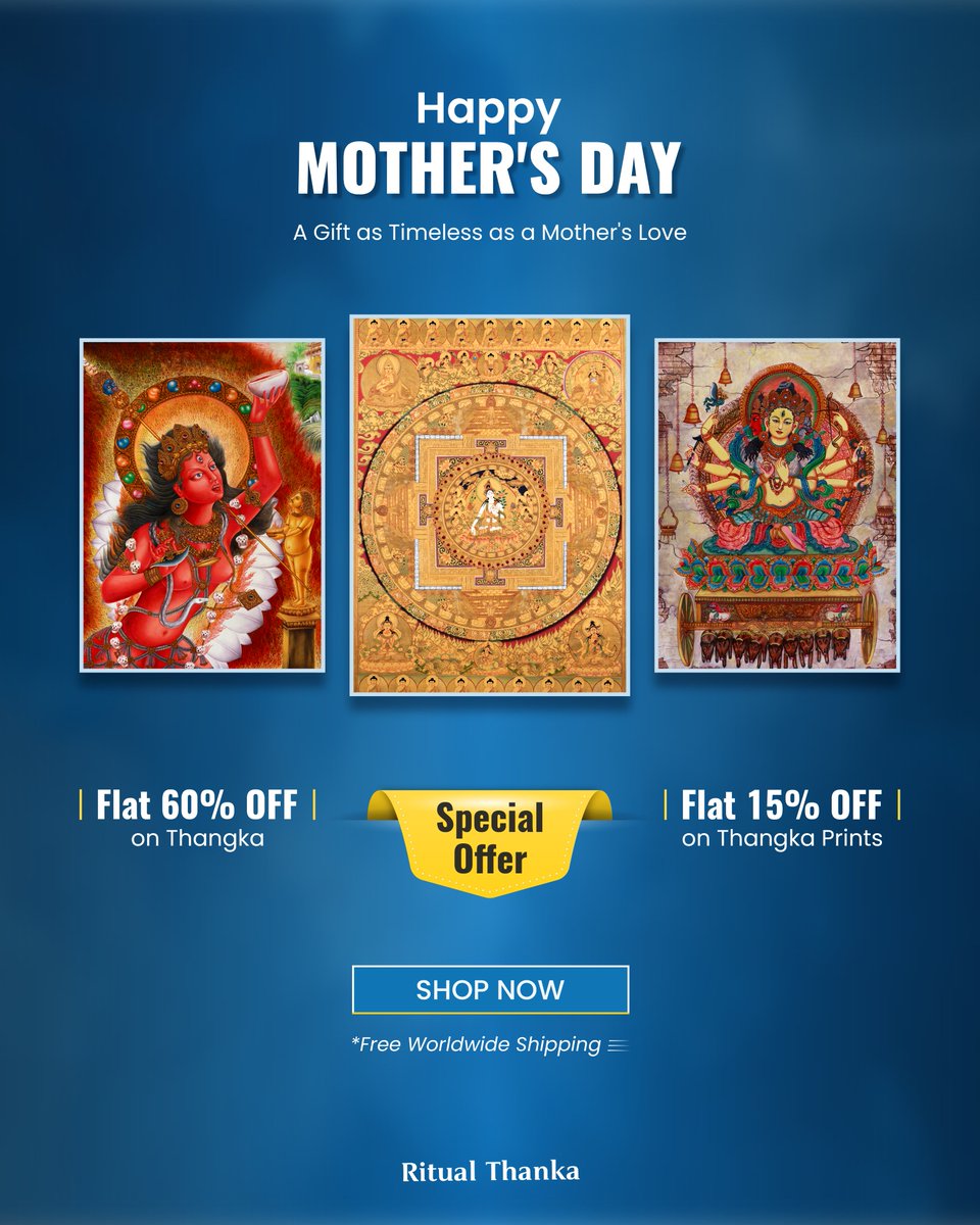 Ritualthanka's tweet photo. Happy Mother’s Day! 💖

Celebrate with 60% OFF hand-painted thangkas and 15% OFF fine art prints — a tribute to love, strength, and the divine feminine. 🌸

Shop now for something truly special. 👇
SKU: 39190 | 52124 | 10617MBVajrayoginiT

#ritualthanka #MothersDay2025  #Sacred https://t.co/njywu2VgcC