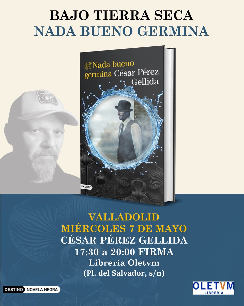 Mañana llega a librerías #NadaBuenoGermina... ¡y comienzan las firmas! ¿La primera? 👇🏻

📍Miércoles 7, VALLADOLID: 17:30 h, <a href="/Oletvm/">Librerías Oletvm</a>