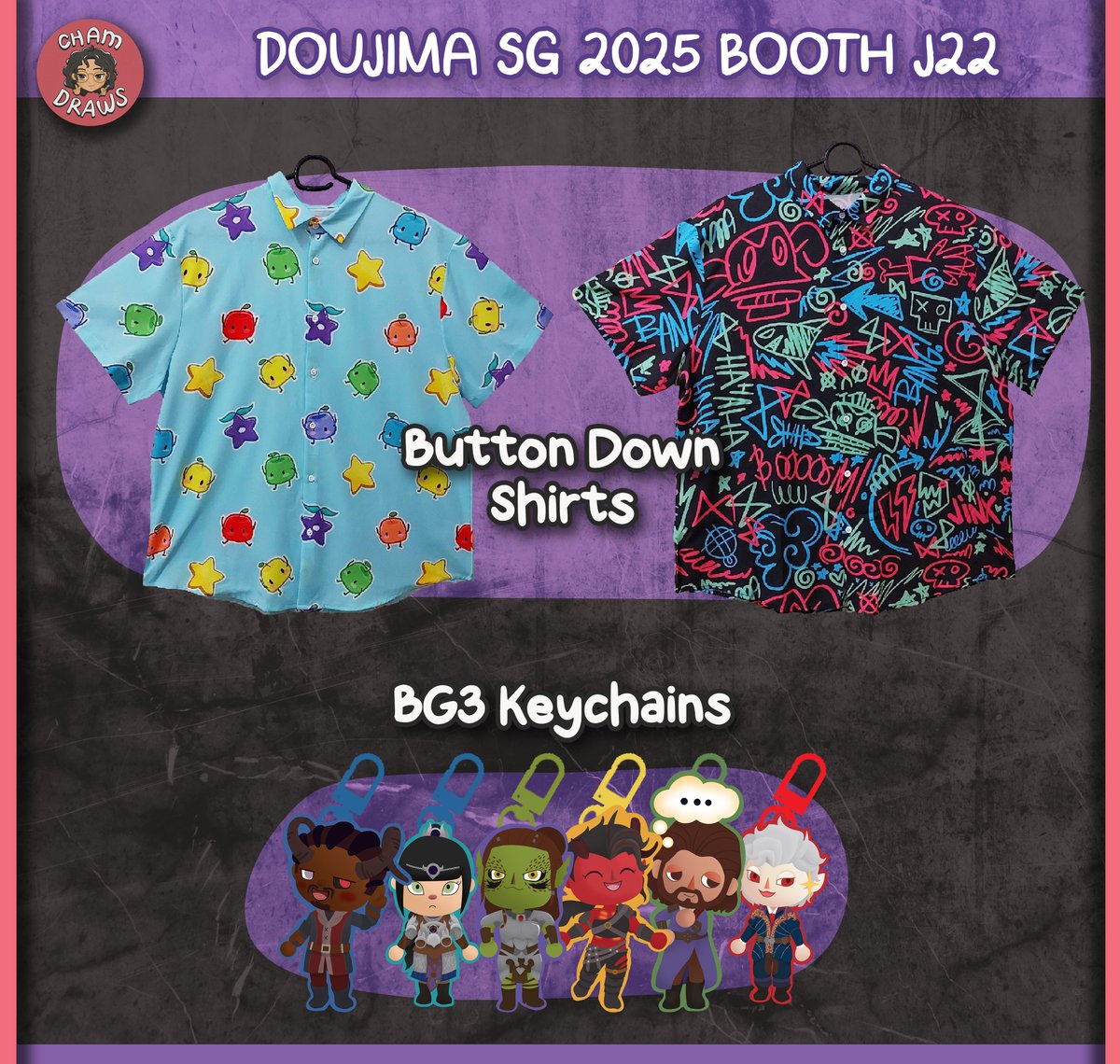 Cham @ Comms Open (@chamdraws) on Twitter photo hey everyone!! 💜🩷 WE'RE GOING TO #doujima2025 !!! with <a href="/taffybuns/">🐰</a> <a href="/anushnush/">Anushbanush</a> <a href="/juiceboxjulia/">juiceboxjulia</a> give us a visit over at booth J22! #doujima2025catalogue hey everyone!! 💜🩷 WE'RE GOING TO #doujima2025 !!! with <a href="/taffybuns/">🐰</a> <a href="/anushnush/">Anushbanush</a> <a href="/juiceboxjulia/">juiceboxjulia</a> give us a visit over at booth J22! #doujima2025catalogue