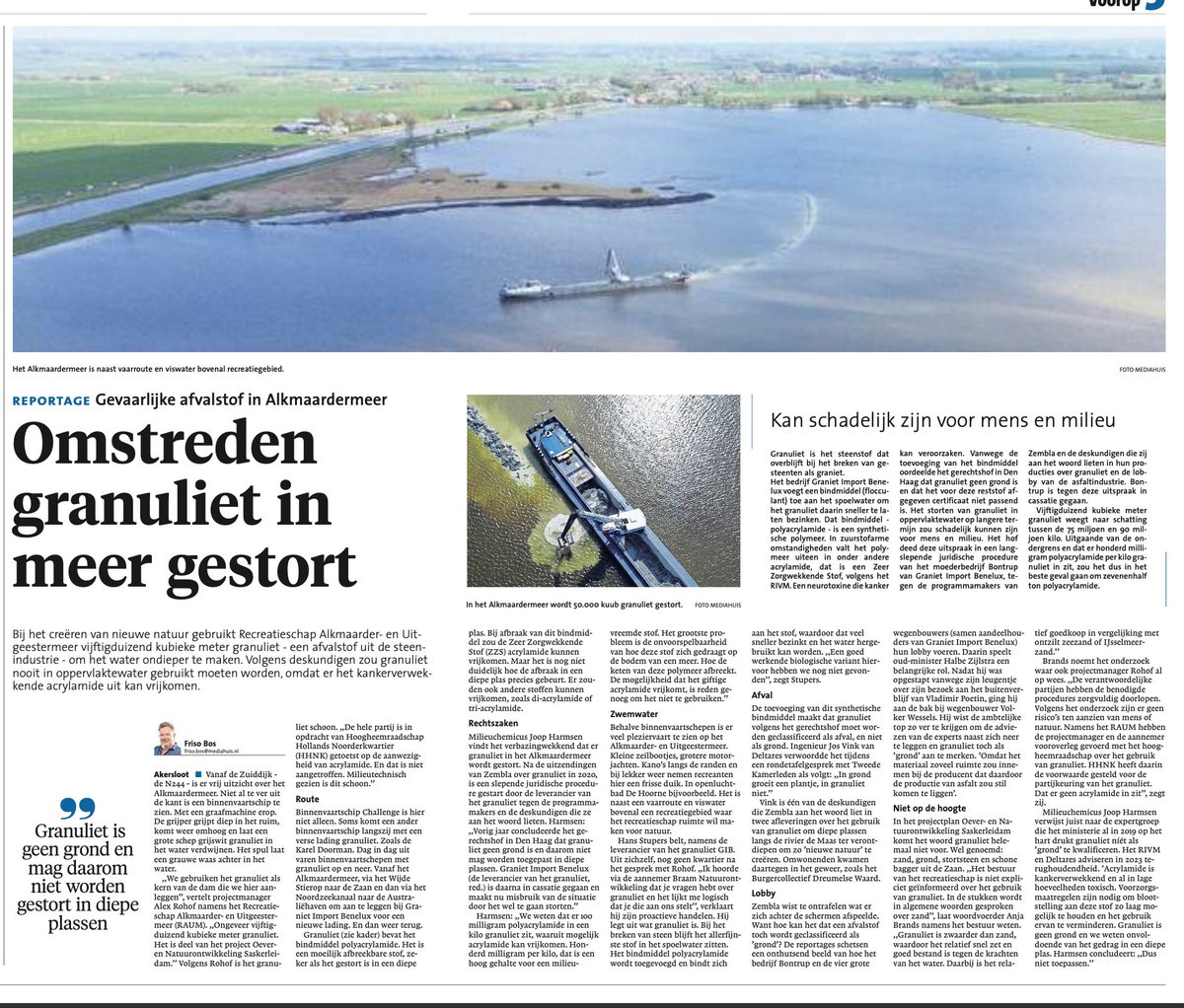 Roelof Bosma (@roelof_bosma) on Twitter photo "@Zembla wist te ontrafelen wat zich achter de schermen afspeelde. Want hoe kan het dat een afvalstof toch wordt geclassificeerd als ’grond’? De reportages schetsen een onthutsend beeld."
Nieuw hoofdstuk in het granulietdossier in het <a href="/nhdagblad/">Noordhollands Dagblad</a>👇. "@Zembla wist te ontrafelen wat zich achter de schermen afspeelde. Want hoe kan het dat een afvalstof toch wordt geclassificeerd als ’grond’? De reportages schetsen een onthutsend beeld."
Nieuw hoofdstuk in het granulietdossier in het <a href="/nhdagblad/">Noordhollands Dagblad</a>👇.