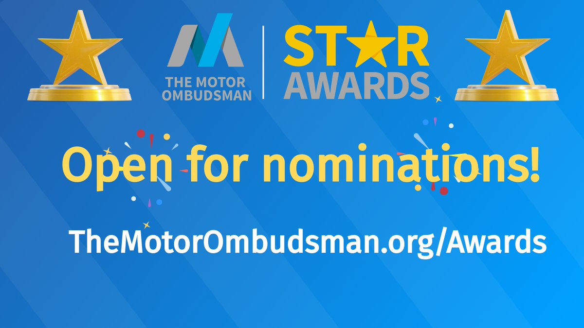 Motor_Ombudsman's tweet image. We are delighted to announce the launch of our 2025 Star #Awards!
Customers of any Motor Ombudsman-accredited business can nominate a staff member or the organisation for going above and beyond in relation to a #car repair, purchase or warranty: tinyurl.com/54epnun7 🌟🏆