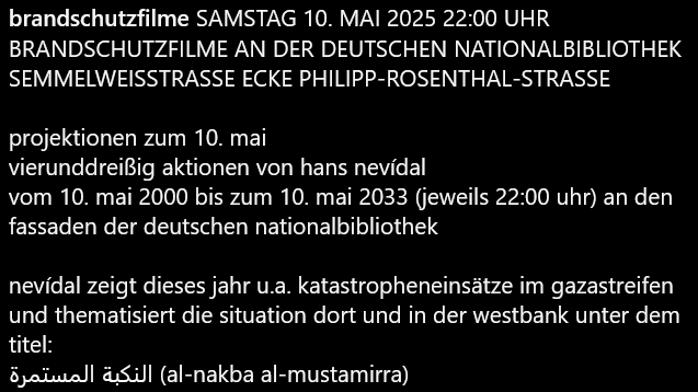 herderpark's tweet photo. In Leipzig beherbergt @DNB_Aktuelles #le0605 ein Symposium des Künstlers Hans Nevidal, der behauptet, die Schoa habe die Juden derart traumatisiert, dass sie sich vom Genozid-Opfer zum Genozid-Täter entwickelt hätten. #le1005 projiziert Nevidal Filme aus Gaza an den Bücherturm. https://t.co/YaRSI7CXV9