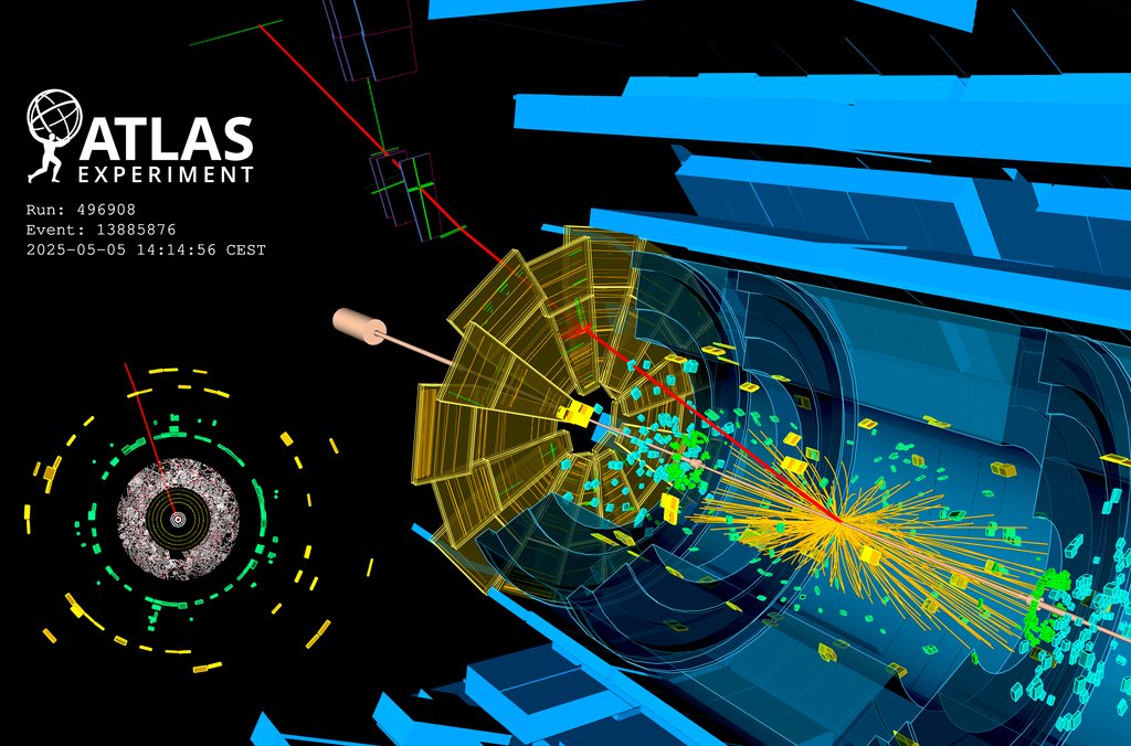 ATLASexperiment's tweet image. 🚀 And we're off! On 5 May 2025, the ATLAS Experiment recorded its first 13.6 TeV collisions of the year.
These event displays capture the first moments of a promising new data-taking season at @CERN's flagship particle accelerator. Learn more: cern.ch/run3-2025