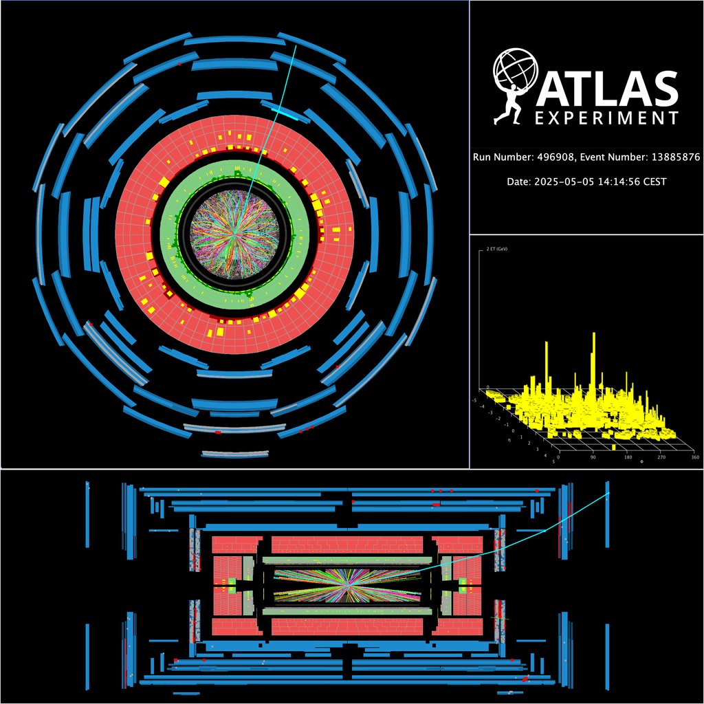 ATLASexperiment's tweet image. 🚀 And we're off! On 5 May 2025, the ATLAS Experiment recorded its first 13.6 TeV collisions of the year.
These event displays capture the first moments of a promising new data-taking season at @CERN's flagship particle accelerator. Learn more: cern.ch/run3-2025