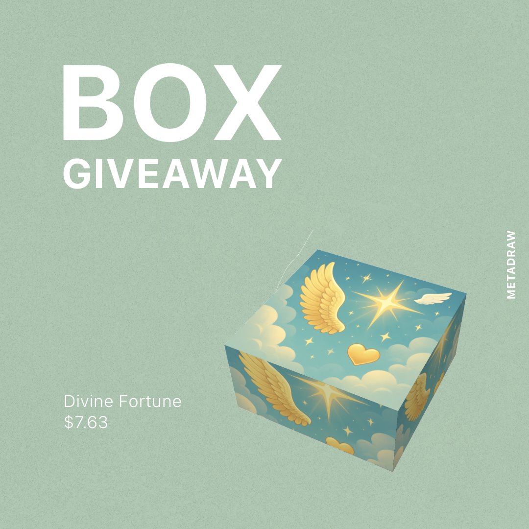 ✨ Divine Fortune Box Giveaway! ✨
We’re giving away a Divine Fortune Boxes—your chance to unbox luxury surprises and elevate your style! 🎁
To enter:
1️⃣ Follow <a href="/MetaDraw/">MetaDraw</a>
2️⃣ Retweet this post
3️⃣ Tag 2 friends
Winners announced in 72 hours—good luck! 🚀
🔗 metadraw.com/box/divine-for…