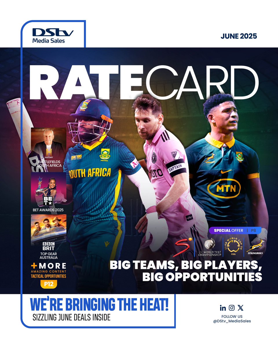 Sizzling June Deals Have landed!

Turn up the heat this winter with hot ad opportunities from our latest Ratecard, crafted to elevate your brand to the next level.

Connect with our Account Managers for tailored ad solutions. 

#DStvMediaSales📺
#ElevateToGreat