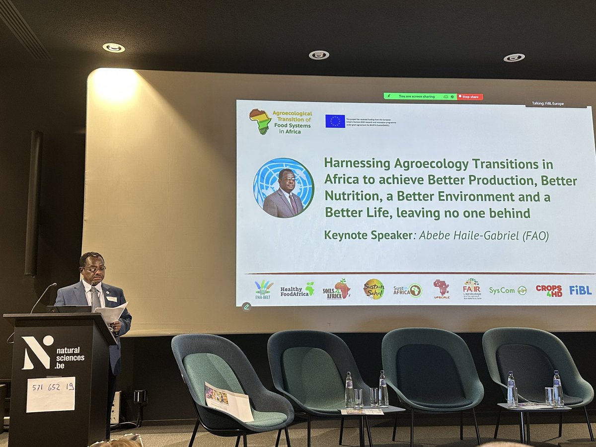 The Agroecological transitions of food systems in Africa event takes place today at the Museum of Natural Sciences in Brussels. We heard an inspiring keynote speach by Abebe Haile-Gabriel from FAO. #H2020 #FoodSystems #Africa