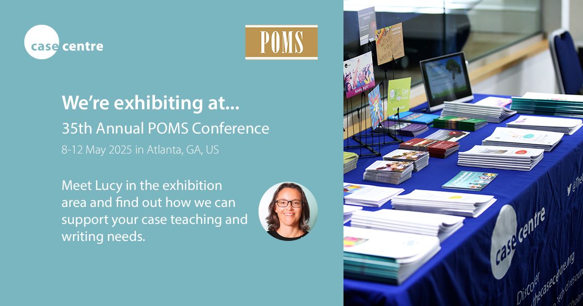 The Case Centre (@thecasecentre) on Twitter photo Are you at the 35th Annual POMS Conference in Atlanta, GA next week? 🇺🇸
Pop by our stand and find out more from <a href="/cases_lucy/">Lucy Baldwin</a> about case distribution, scholarships, workshops, and webinars.
You can also get in touch beforehand with Lucy to book a meeting. Are you at the 35th Annual POMS Conference in Atlanta, GA next week? 🇺🇸
Pop by our stand and find out more from <a href="/cases_lucy/">Lucy Baldwin</a> about case distribution, scholarships, workshops, and webinars.
You can also get in touch beforehand with Lucy to book a meeting.