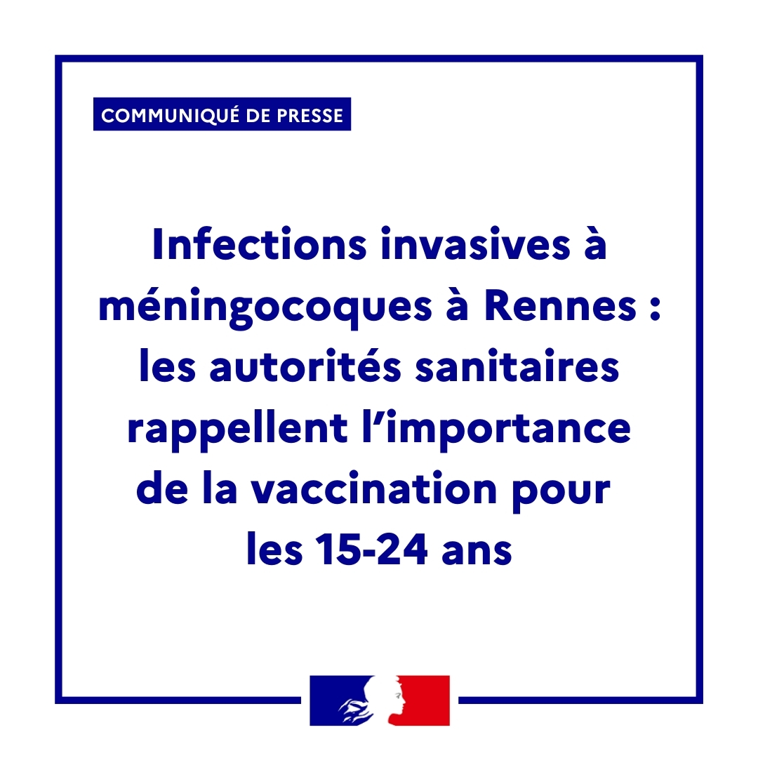 #Communiqué 🗞| Infections invasives à méningocoques à Rennes : les autorités sanitaires rappellent l’importance de la vaccination pour les 15-24 ans ⤵
sante.gouv.fr/actualites/pre…