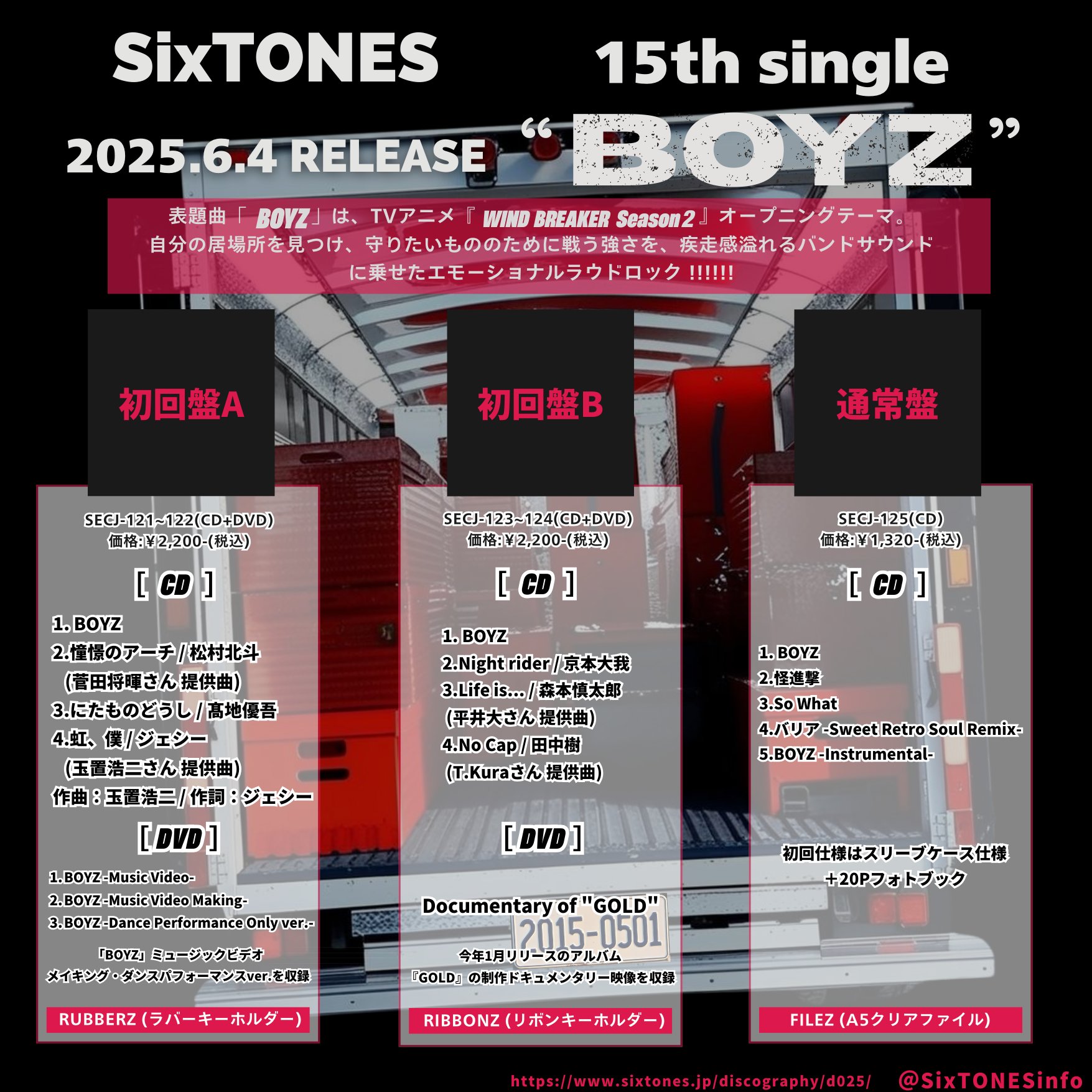 SixTONES BOYZ＜通常盤＞ 12cmCD Single ※特典あり