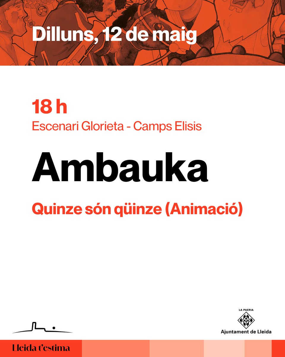 <a href="/paerialleida/">Ajuntament de Lleida</a>  <a href="/cultura_lleida/">Cultura Lleida</a>  <a href="/esbartarrels/">Esbart Arrels de Lleida</a>  <a href="/SacEspectacles/">Sac Espectacles</a>  <a href="/Toc_de_Retruc/">Toc de Retruc</a>  <a href="/MoiJordana/">Moi Jordana</a>  <a href="/ambauka/">AMBAUKA</a> 

#Lleida #FestaMajor #FestaMajorLleida #FestesLleida #FMLleida2025 #SantAnastasi