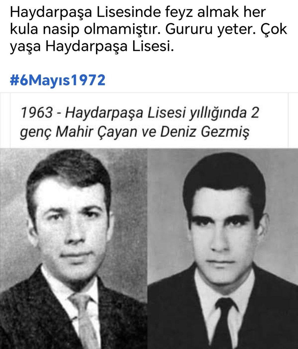 zhal90541884's tweet photo. #HaydarpasaLisesi. 💖
#DenizGezmis 💖
#MahirCayan💖
Keşke onların da öğretmeni olabilseymisim.Anlatirlardi eski öğretmenler ; ikisi de çok zeki, çok çalışkanmis. Onları örnek gösterirlermis.
Ruhlari şad olsun! 😔🙏🇹🇷💖 https://t.co/18R2aoIoop