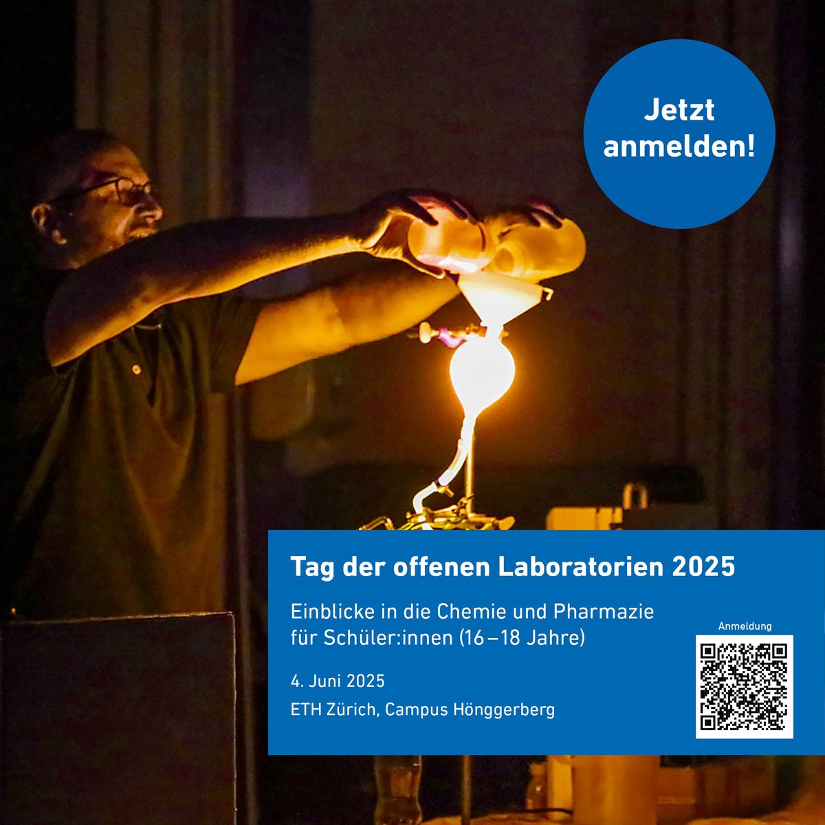 Am 4. Juni 2025 lädt das D-CHAB Lehrpersonen und Schüler:innen (16-18 Jahre) zum Tag der offenen Laboratorien (TOL) ein! Geboten werden spannende Laborworkshops, Kurzvorträge sowie eine Experimentalshow🧪

Jetzt anmelden und teilen! Details 👇

chab.ethz.ch/outreach/oeffe…