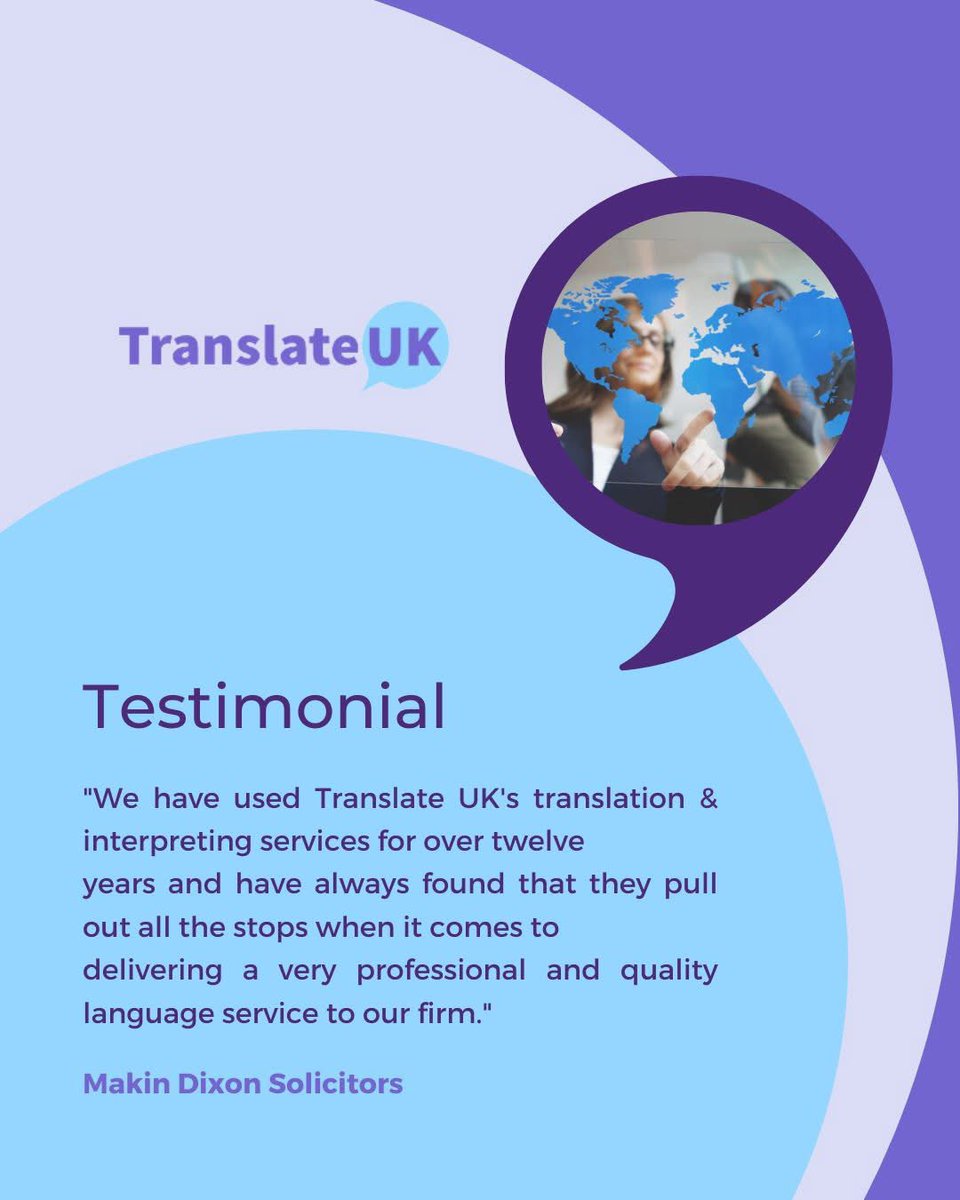TranslateUK's tweet image. Thank you for your kind review, Makin Dixon Solicitors! We truly appreciate your feedback. 

If you have any translation needs, feel free to message us!

#Review #TranslationServices #LanguageSupport #LinguisticExpertise #SectorSpecific #SpecialisedTranslation