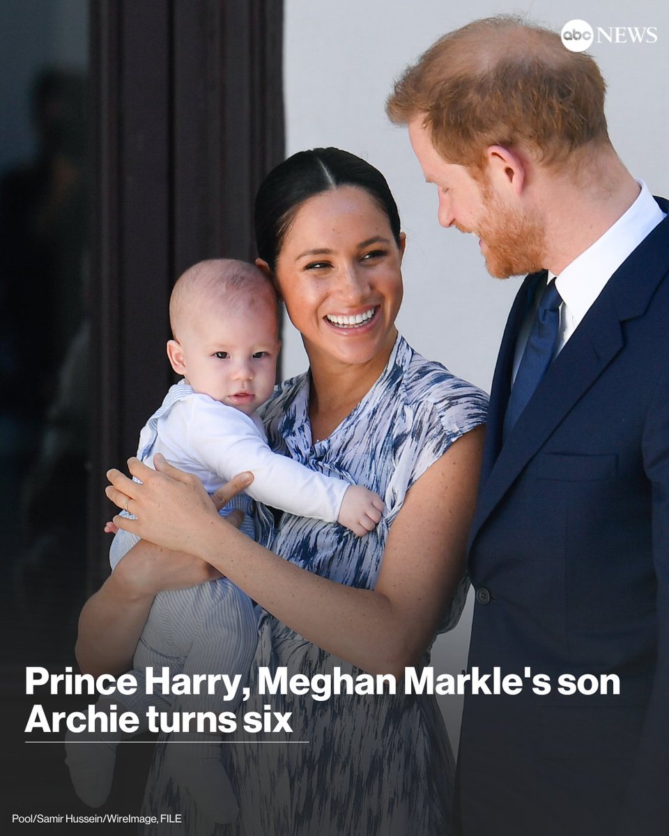 ABC's tweet image. Prince Archie, the eldest child of Prince Harry and Meghan, the Duchess of Sussex, is celebrating his 6th birthday today. abcnews.link/a7F1Nvm