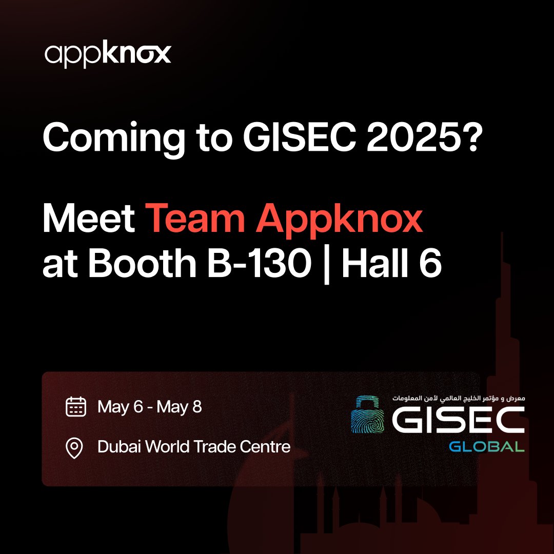 Appknox (@appknox) on Twitter photo Will you be at <a href="/GISECGlobal/">GISEC GLOBAL</a> 2025?
Team Appknox and <a href="/bulwarktech/">Bulwark Technologies</a> will be at Booth B-130, Hall 6.
Looking to automate mobile app security testing, or
Need to safeguard your mobile app portfolio against fake apps? Let's talk!
Book a meeting with us today: appknox.com/resources/even… Will you be at <a href="/GISECGlobal/">GISEC GLOBAL</a> 2025?
Team Appknox and <a href="/bulwarktech/">Bulwark Technologies</a> will be at Booth B-130, Hall 6.
Looking to automate mobile app security testing, or
Need to safeguard your mobile app portfolio against fake apps? Let's talk!
Book a meeting with us today: appknox.com/resources/even…