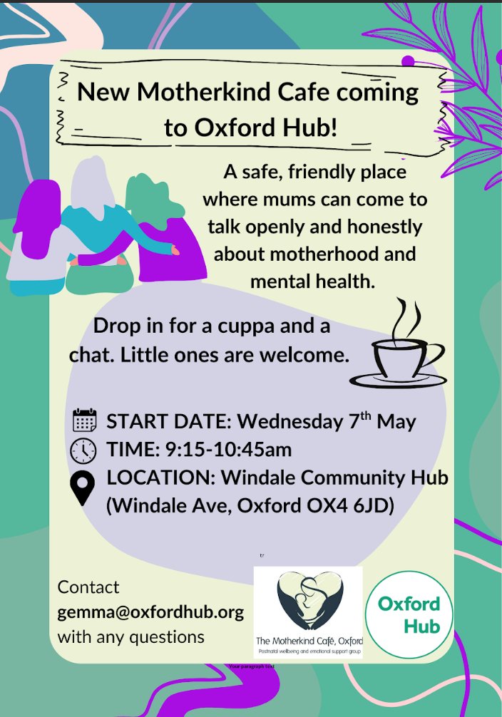 We are excited to launch the Motherkind Cafe. A friendly drop in session for mum's to connect and support one another.
☕ Free coffee and tea
💬 Peer support in a relaxed, non-judgemental space
👶 Child friendly space