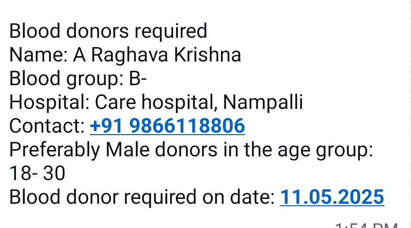 <a href="/hydblooddonors/">Hyderabad Blood Donors Welfare Society</a> <a href="/BloodDonorsIn/">Blood Donors India</a> <a href="/vinay_vangala/">Vinay Vangala #SaveHCUBioDiversity</a> <a href="/ActivistTeja/">SAI TEJA</a> 
Dear All Please do the needful 🙏