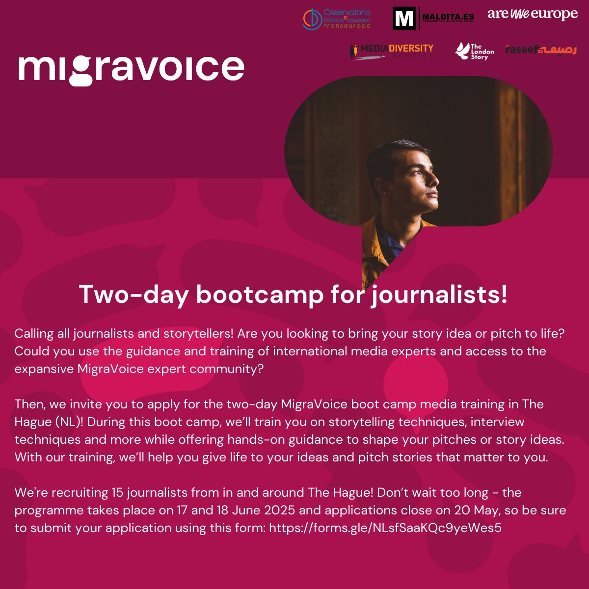 👋🏾Calling all #journalists &amp; #storytellers! Are you looking to bring your story idea or pitch to life? Could you use the guidance and training of international media experts + access to the expansive #MigraVoice expert community? Then look no further than our two-day boot camp
