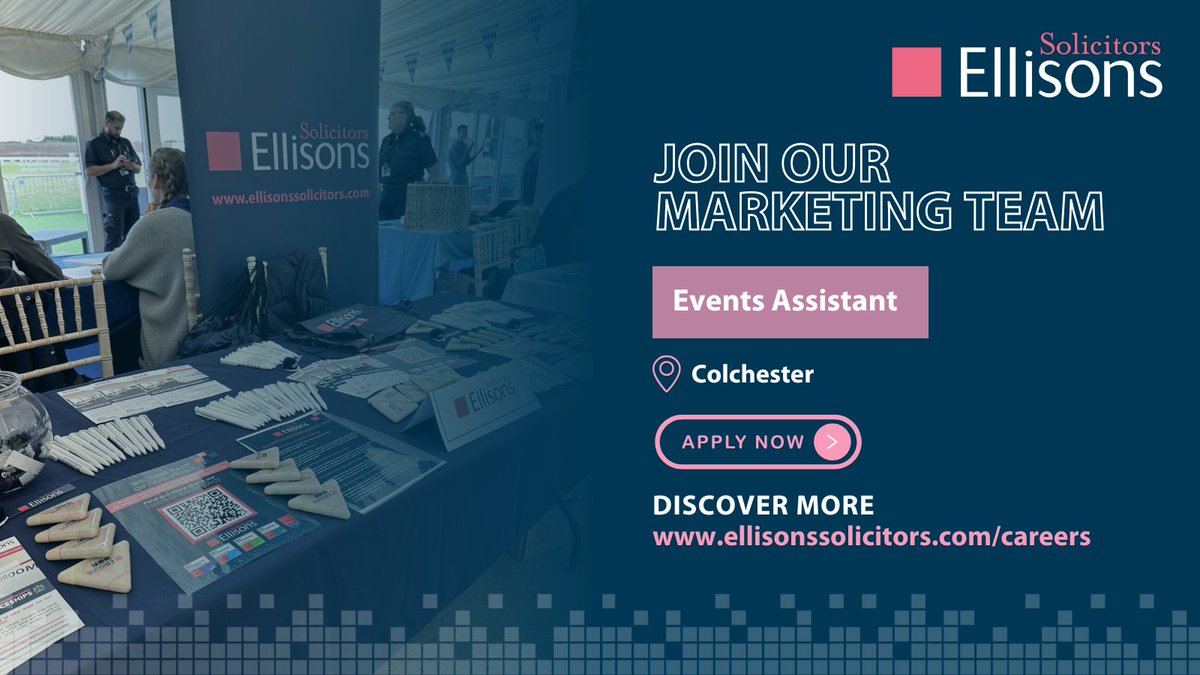 We’re recruiting for an Events Assistant (willing to undertake an Apprenticeship) to join our busy marketing team and support the delivery of high-quality events across the firm. More about the role and how to apply here - ellisonssolicitors.com/careers/view/e… #CareerOpportunity