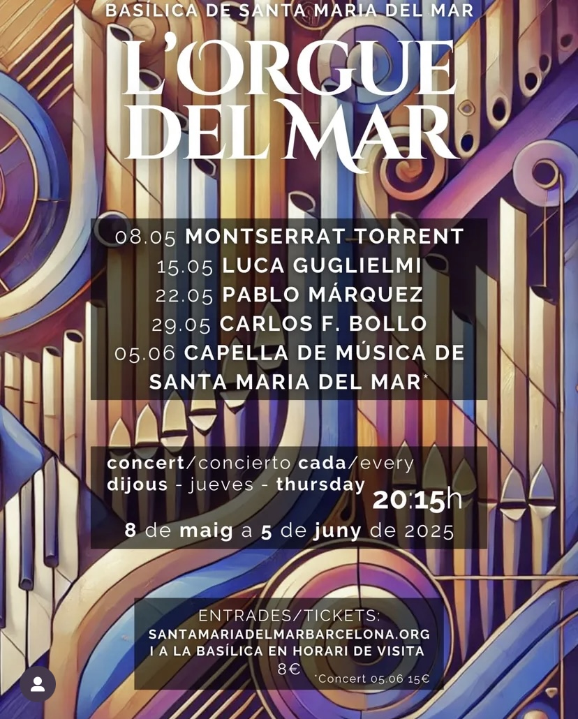 🎵Aquest dijous, 8 de maig, arriba el proper concert de Montserrat Torrent Serra: la inauguració d'una nova edició del cicle L'orgue del mar a Santa Maria del Mar de Barcelona 🎶
