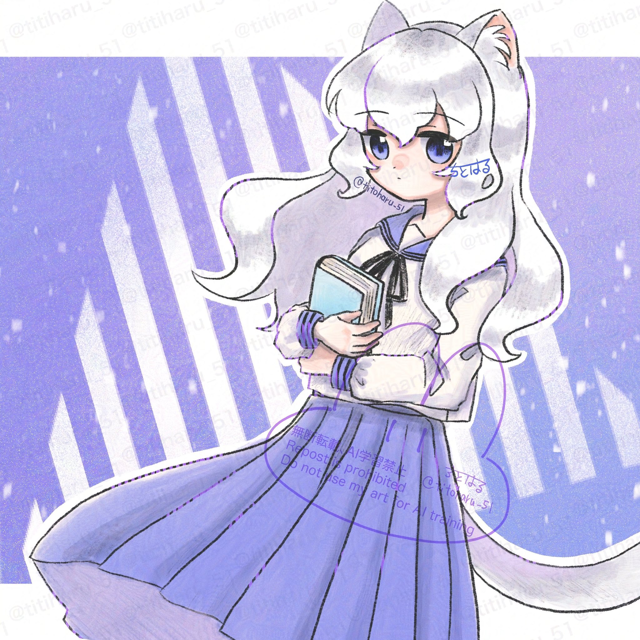 絵画 kanaちゃんさくひん Drawing saba!】sabaちゃん描く🐟💙/初見さん歓迎✨#samekosaba