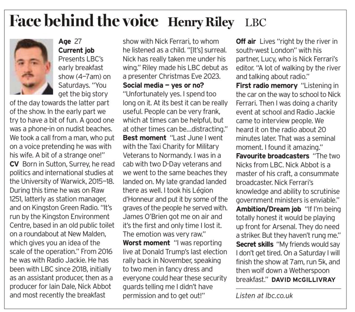Henry Riley (@henryriley1) on Twitter photo A real privilege to be feature in this weeks <a href="/RadioTimes/">Radio Times</a> magazine
Thanks to <a href="/makeadelivery/">david mcgillivray</a> for interviewing me as part of the Face Behind The Voice feature A real privilege to be feature in this weeks <a href="/RadioTimes/">Radio Times</a> magazine
Thanks to <a href="/makeadelivery/">david mcgillivray</a> for interviewing me as part of the Face Behind The Voice feature