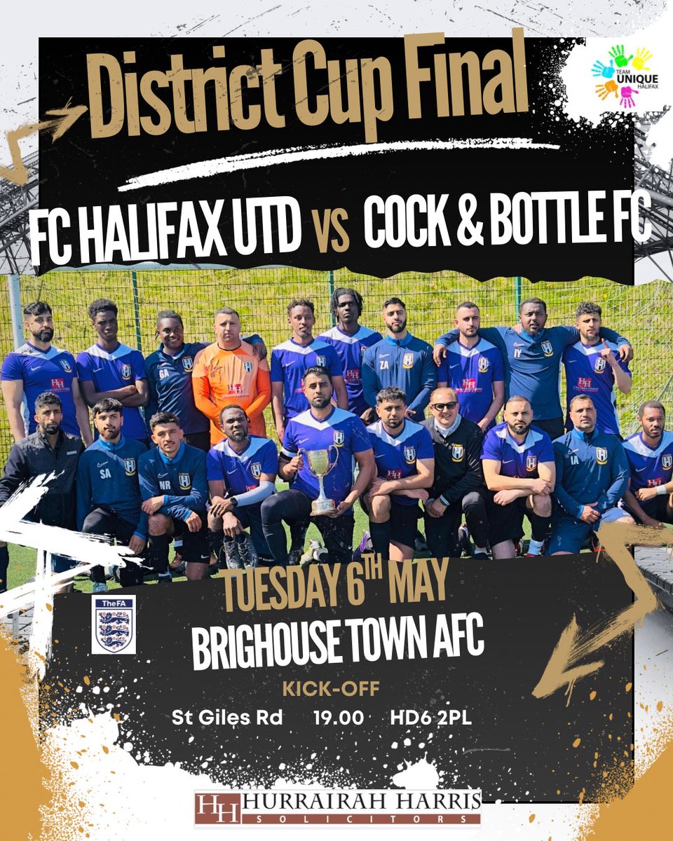 Unique Community Hub (@uniquehubb) on Twitter photo 🏆 Match day! It’s the cup final as the Calder Valley Prem winners take on the Div. 1 champs! Who’s the best team in the district? Come and show your support this evening! Let’s make some noise! 🙌⚽️ #CupFinal #SupportLocal #HalifaxUtd
<a href="/ActiveCdale/">Active Calderdale</a> 🏆 Match day! It’s the cup final as the Calder Valley Prem winners take on the Div. 1 champs! Who’s the best team in the district? Come and show your support this evening! Let’s make some noise! 🙌⚽️ #CupFinal #SupportLocal #HalifaxUtd
<a href="/ActiveCdale/">Active Calderdale</a>