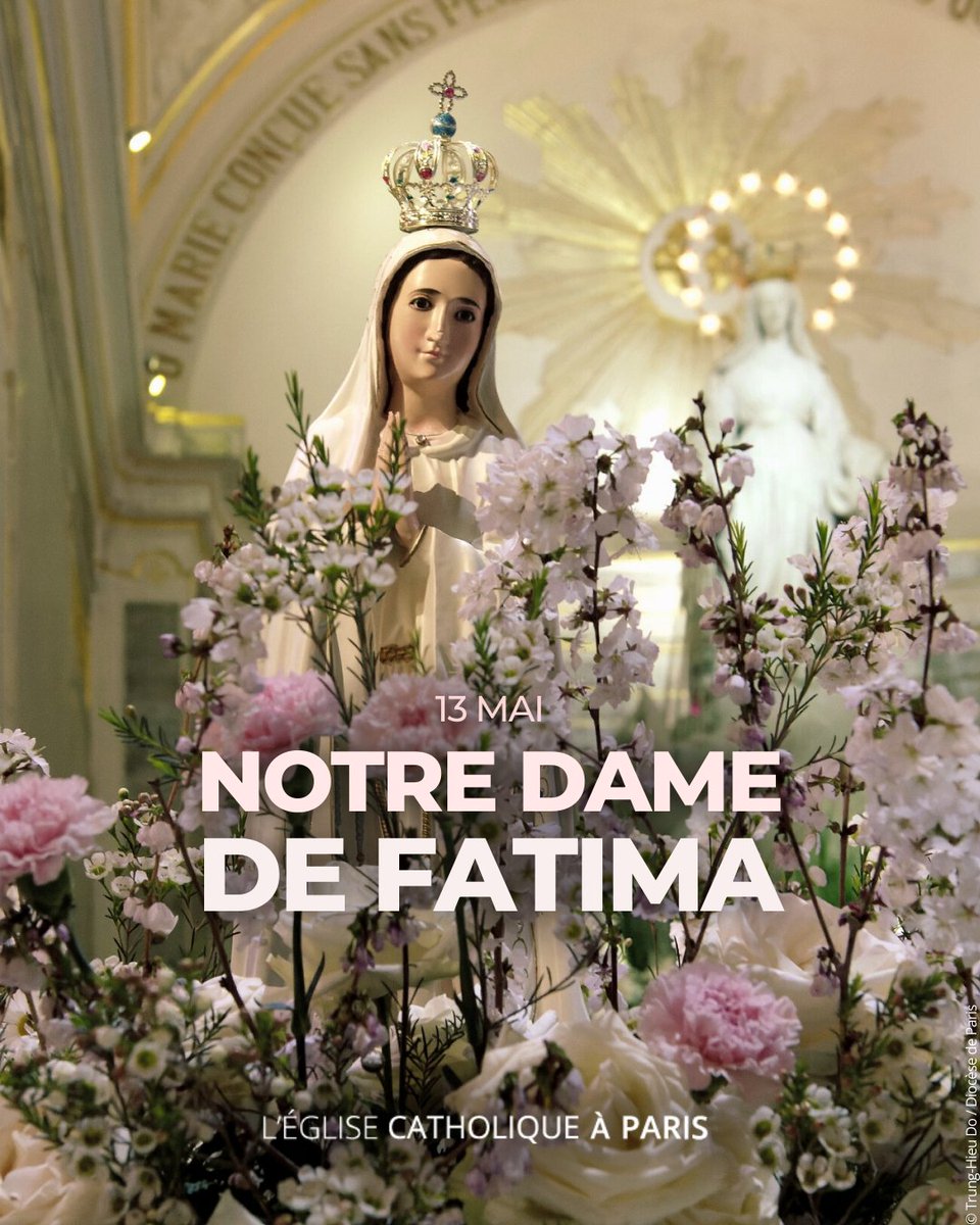 💙 En ce 13 mai, jour anniversaire de la première apparition, le 13 mai 1917, l'Église fête Notre-Dame de Fatima.

"N'ayez pas peur", c'est ainsi que la #ViergeMarie s'adresse aux trois petits bergers témoins de son apparition 🙏