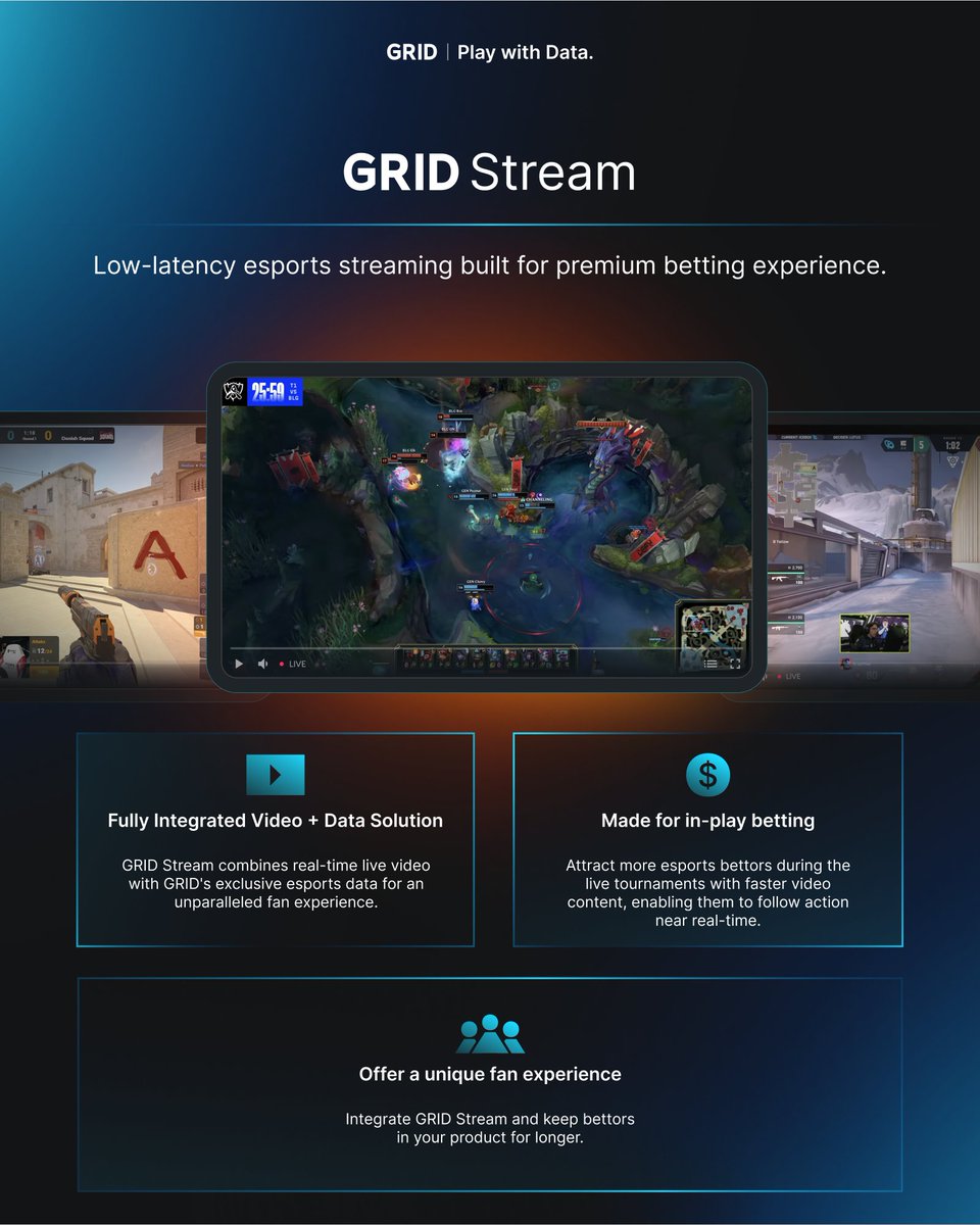 GRIDesports's tweet image. Still using embeds for your betting product?
Your competitors aren’t.

GRID Stream =
⚡ Faster
🔒 Safer
🎨 Your brand, not someone else’s
🎯 Synced with official data

Smarter Stream, Bigger win, 📡 grid.gg/stream/
#GRIDStream