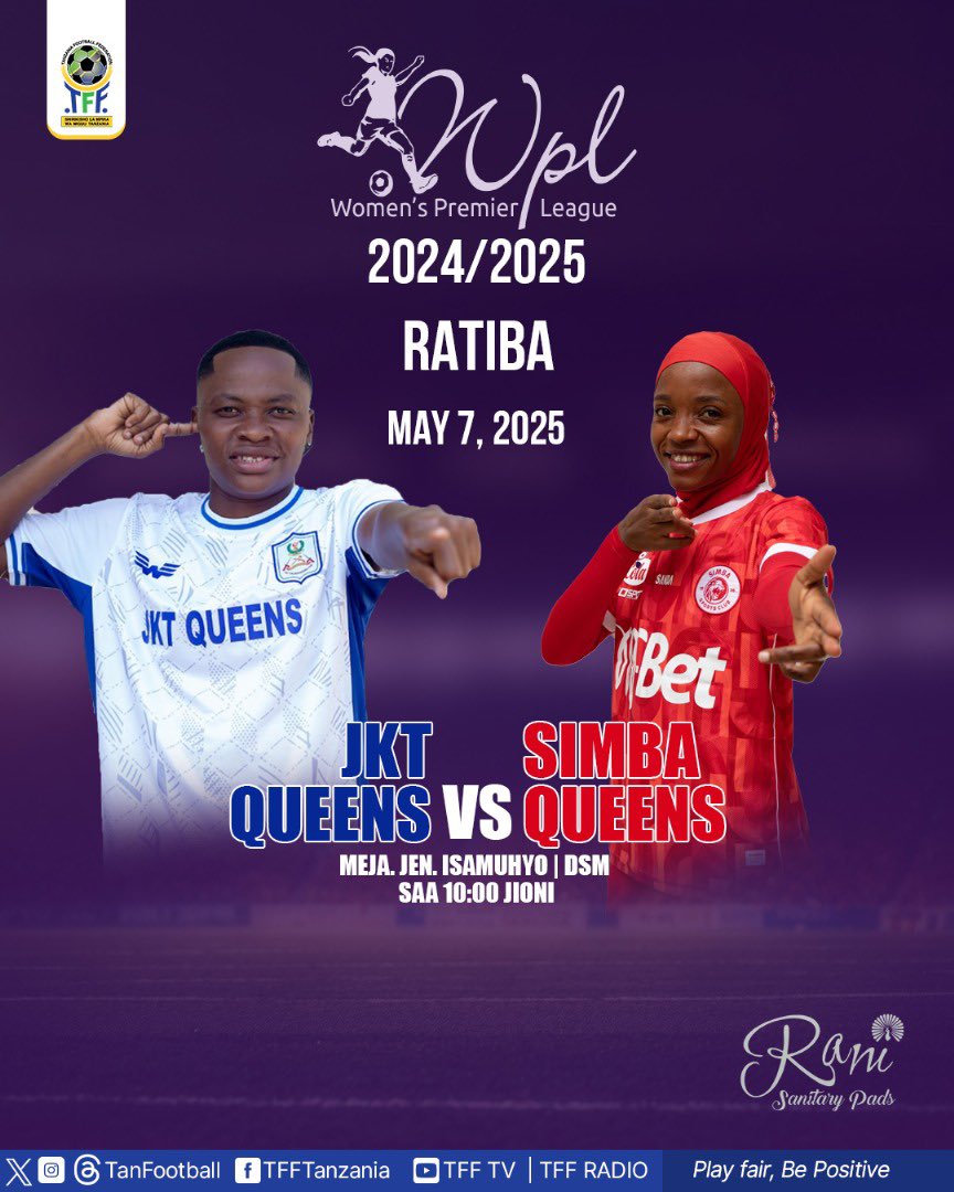 Ligikuuwanawake (@ligikuuwanawak) on Twitter photo Ratiba ya mchezo wa vinara wawili wa juu Ligi Kuu ya Wanawake (TWPL)
<a href="/Ligikuuwanawak/">Ligikuuwanawake</a> <a href="/Tanfootball/">TFF TANZANIA</a> Ratiba ya mchezo wa vinara wawili wa juu Ligi Kuu ya Wanawake (TWPL)
<a href="/Ligikuuwanawak/">Ligikuuwanawake</a> <a href="/Tanfootball/">TFF TANZANIA</a>
