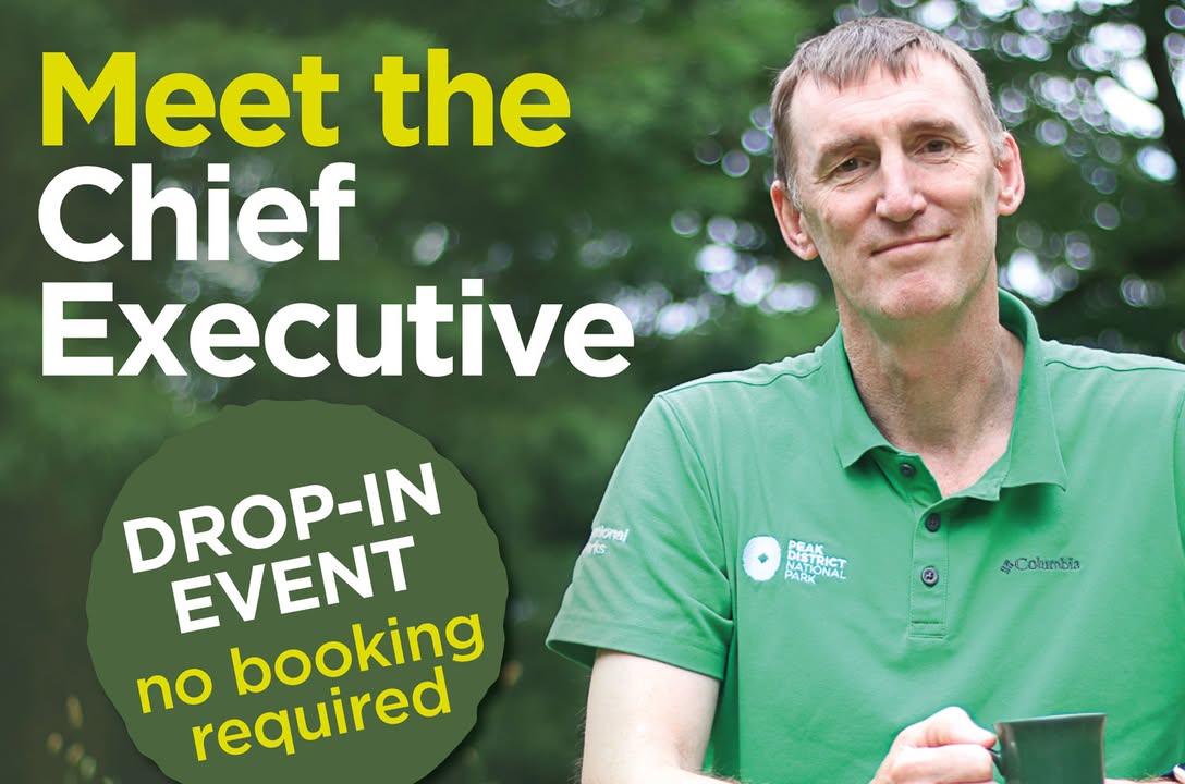 Our next 'Meet the CEO' event is Thursday 8 May at 4-6pm.

📅 Tideswell Community Hall

Share your ideas and views with our chief executive Phil Mulligan.

No need to book to attend - these events are a relaxed &amp; informal opportunity to have your say.

👉 peakdistrict.gov.uk/ceo